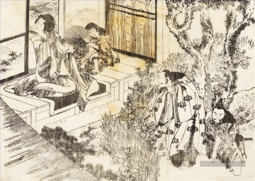  belle - un homme regarde une belle femme Katsushika Hokusai ukiyoe